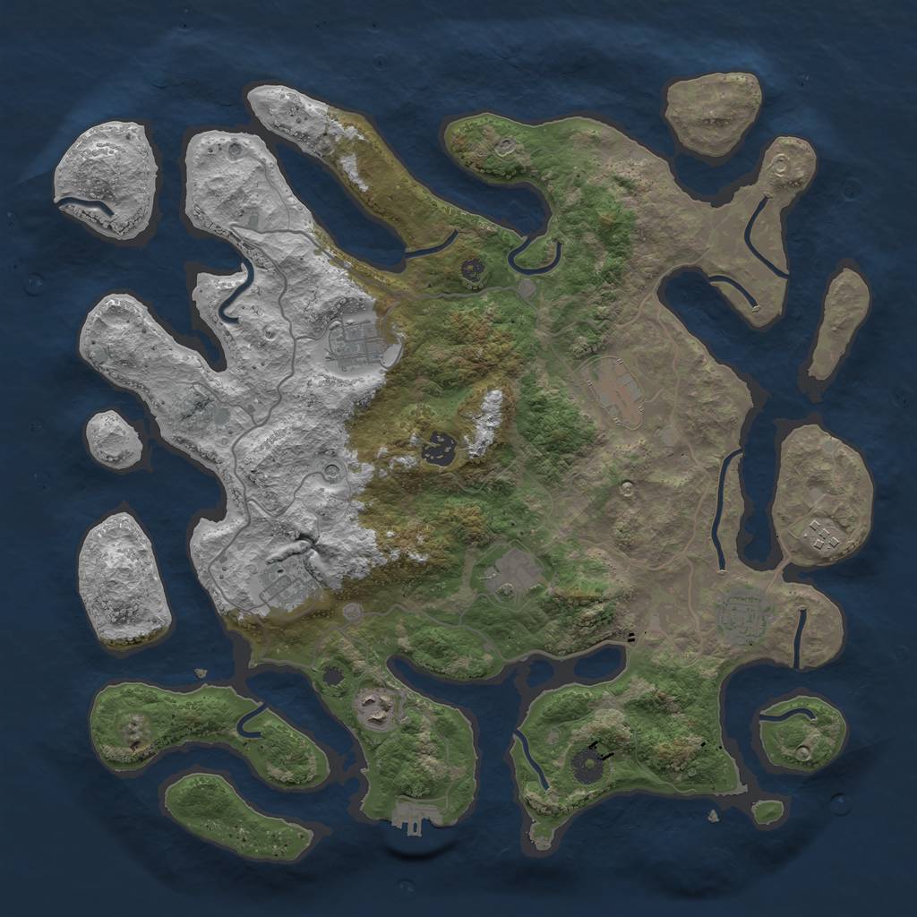 Rust Map: Procedural Map, Size: 4000, Seed: 329499, 12 Monuments