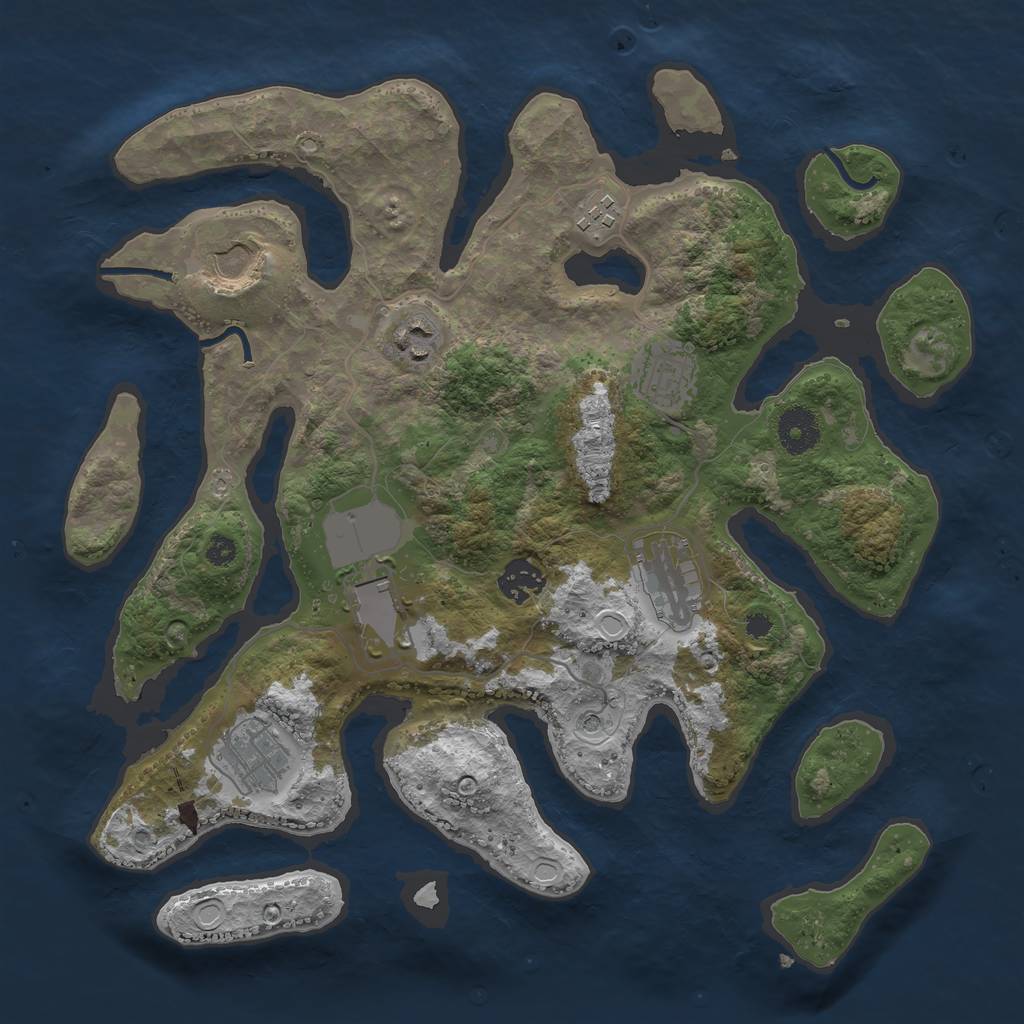 Rust Map: Procedural Map, Size: 3500, Seed: 435925881, 14 Monuments