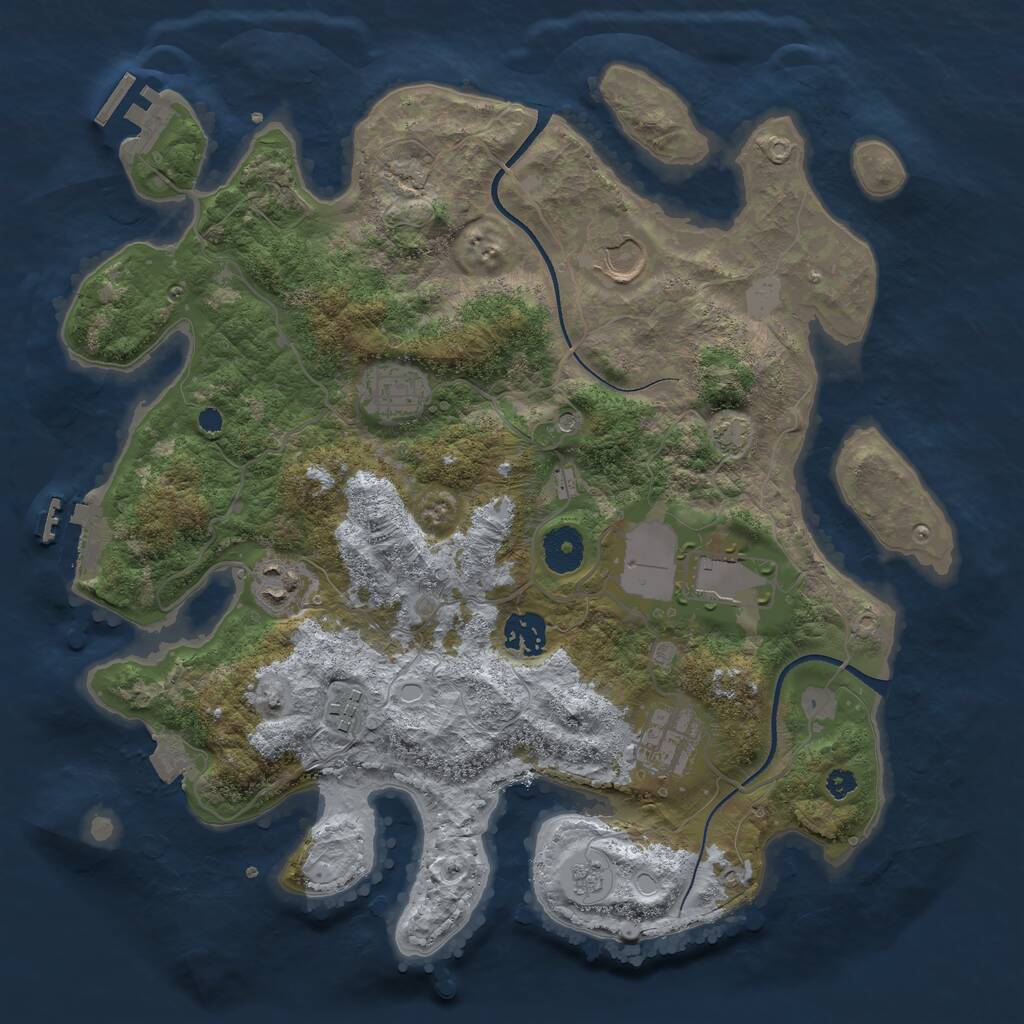Rust Map: Procedural Map, Size: 3500, Seed: 8015607, 13 Monuments