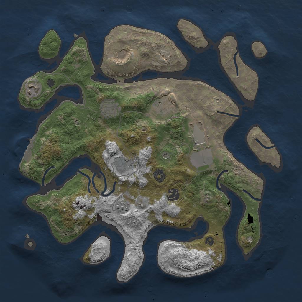 Rust Map: Procedural Map, Size: 3500, Seed: 8015607, 12 Monuments