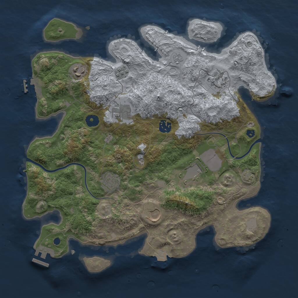 Rust Map: Procedural Map, Size: 3500, Seed: 627446, 14 Monuments
