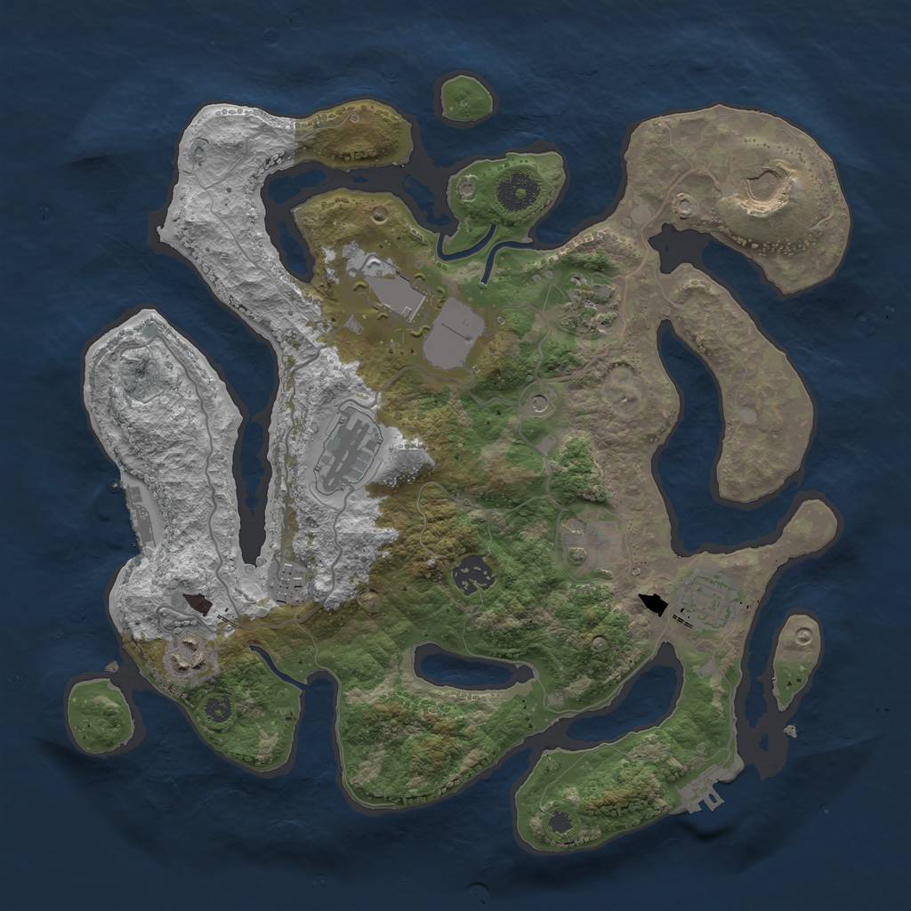 Rust Map: Procedural Map, Size: 3500, Seed: 1320054381, 14 Monuments