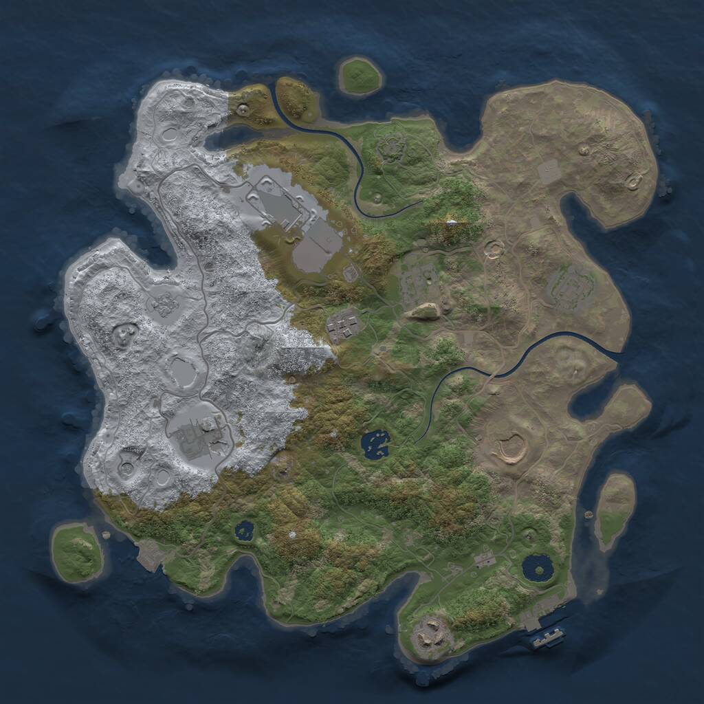 Rust Map: Procedural Map, Size: 3500, Seed: 1320054381, 13 Monuments