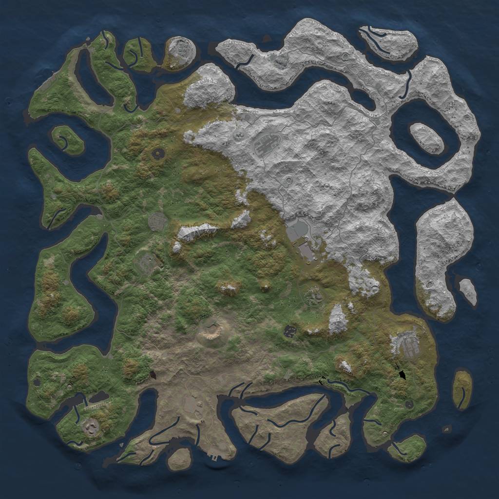 Rust Map: Procedural Map, Size: 6000, Seed: 8007057, 16 Monuments