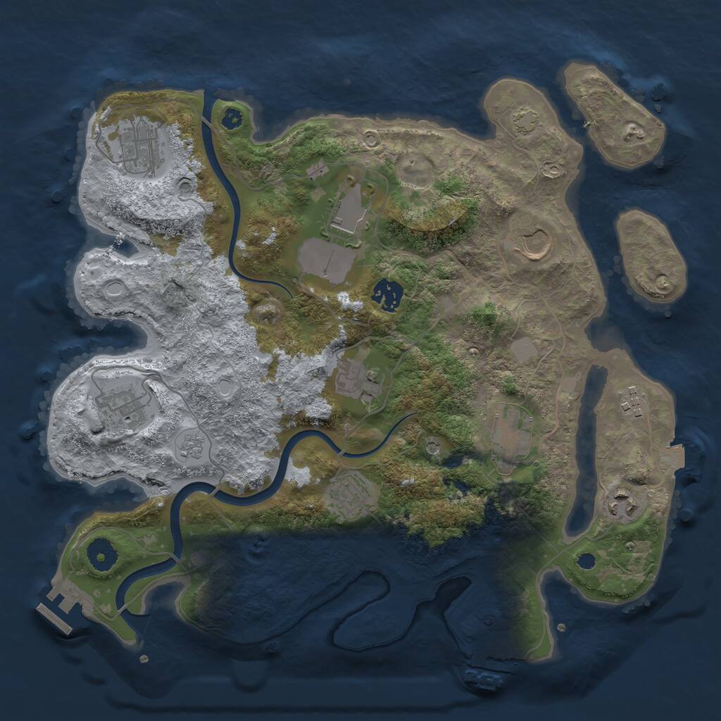 Rust Map: Procedural Map, Size: 3500, Seed: 225451, 16 Monuments