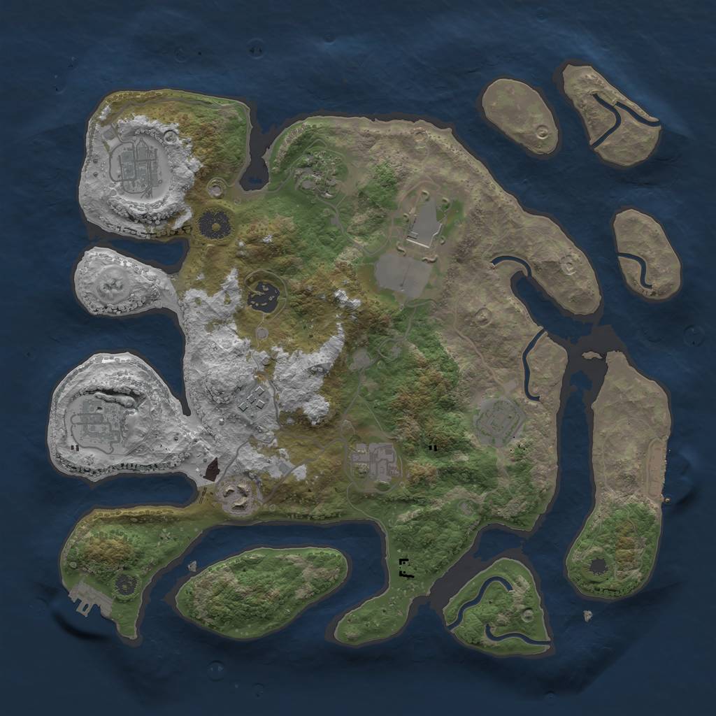 Rust Map: Procedural Map, Size: 3500, Seed: 225451, 13 Monuments