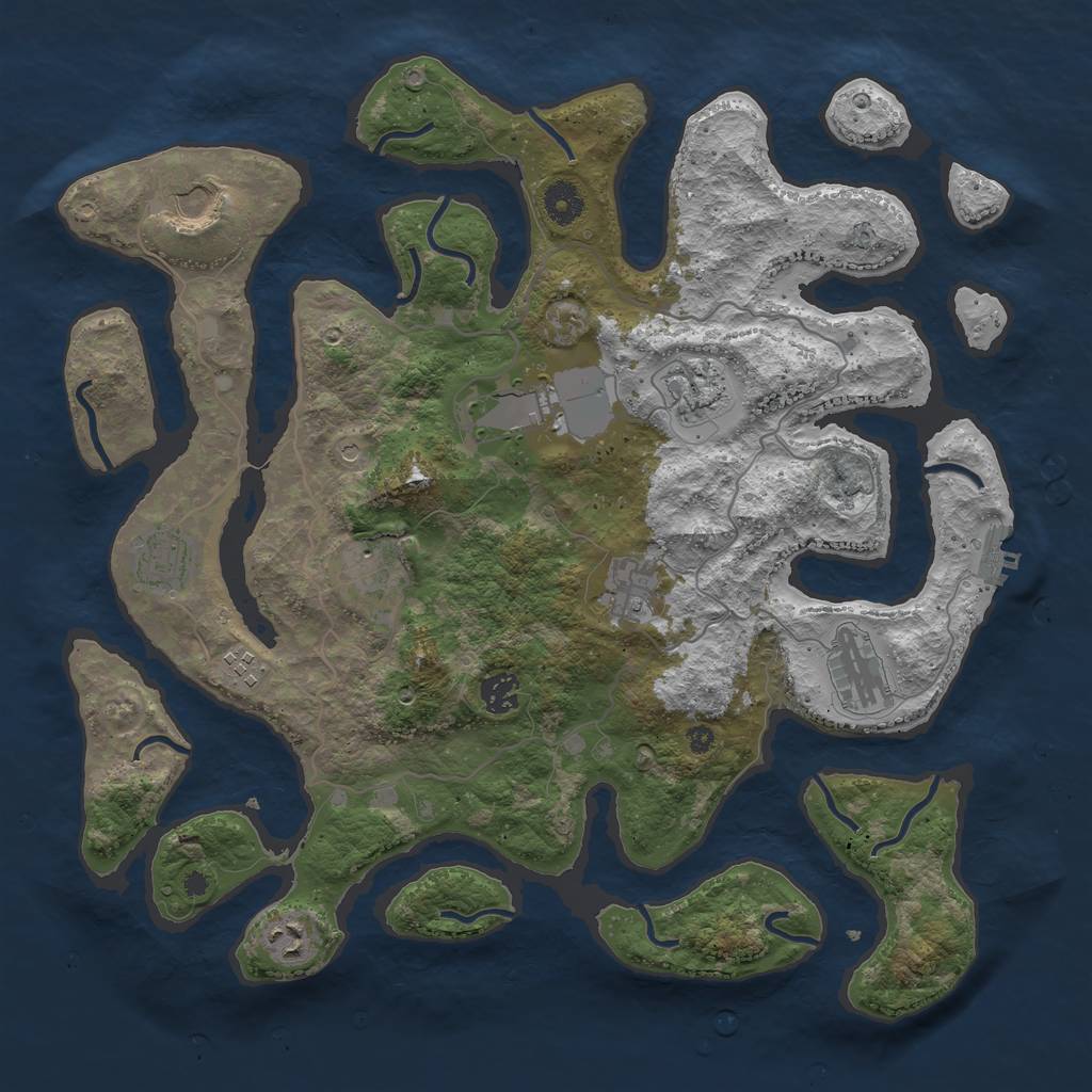 Rust Map: Procedural Map, Size: 4000, Seed: 165111943, 14 Monuments