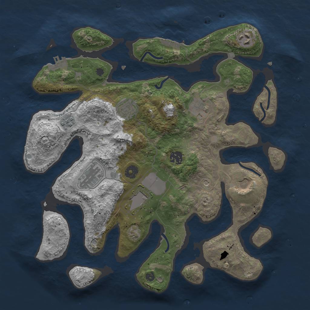 Rust Map: Procedural Map, Size: 3500, Seed: 648915, 13 Monuments