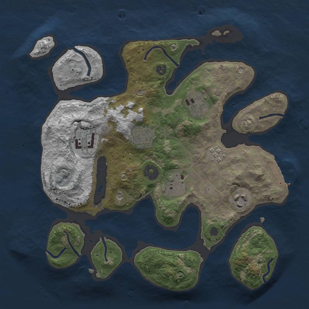 Rust Map: Procedural Map, Size: 3000, Seed: 722154930, 10 Monuments