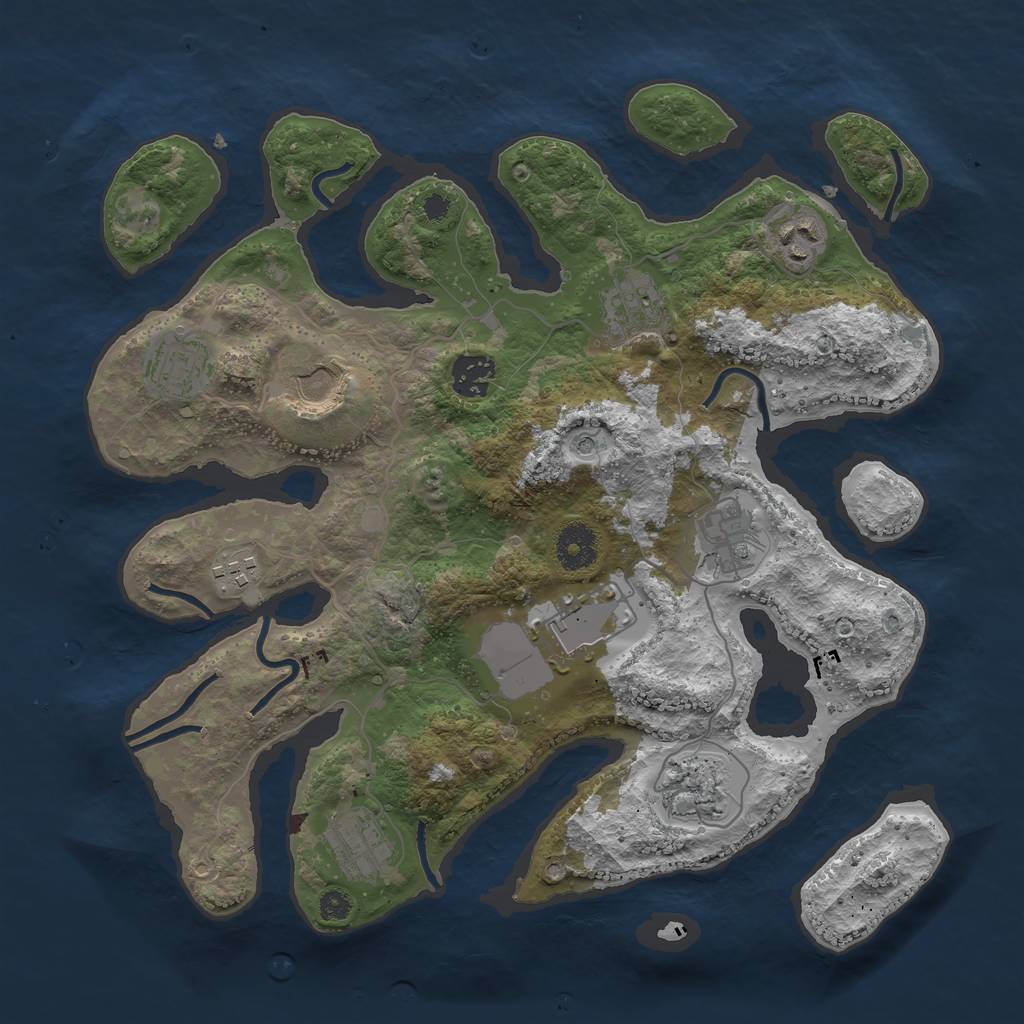 Rust Map: Procedural Map, Size: 3500, Seed: 903829, 13 Monuments