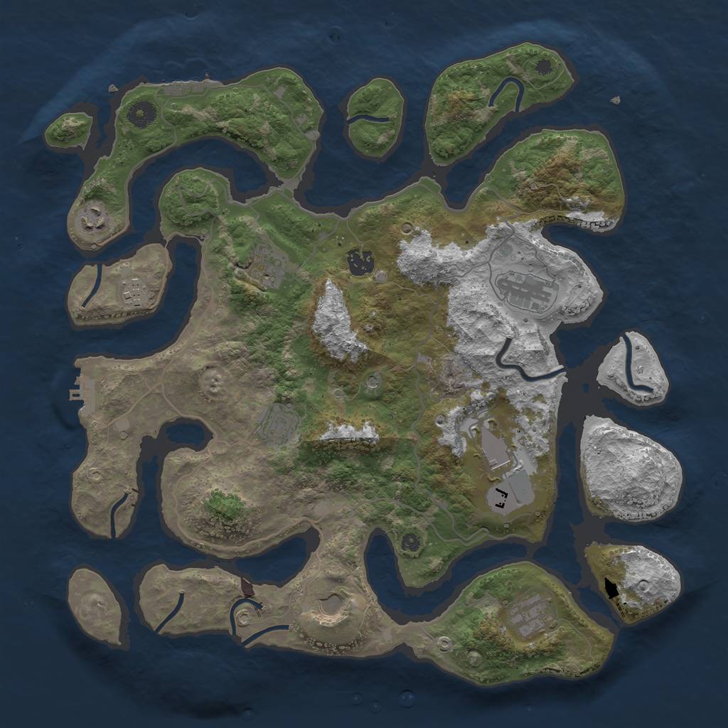 Rust Map: Procedural Map, Size: 4000, Seed: 6658, 14 Monuments