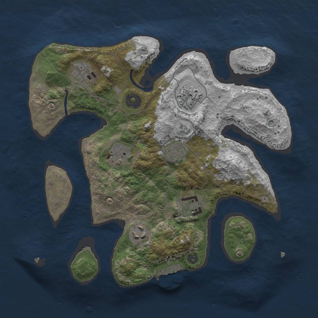 Rust Map: Procedural Map, Size: 3000, Seed: 30400, 10 Monuments