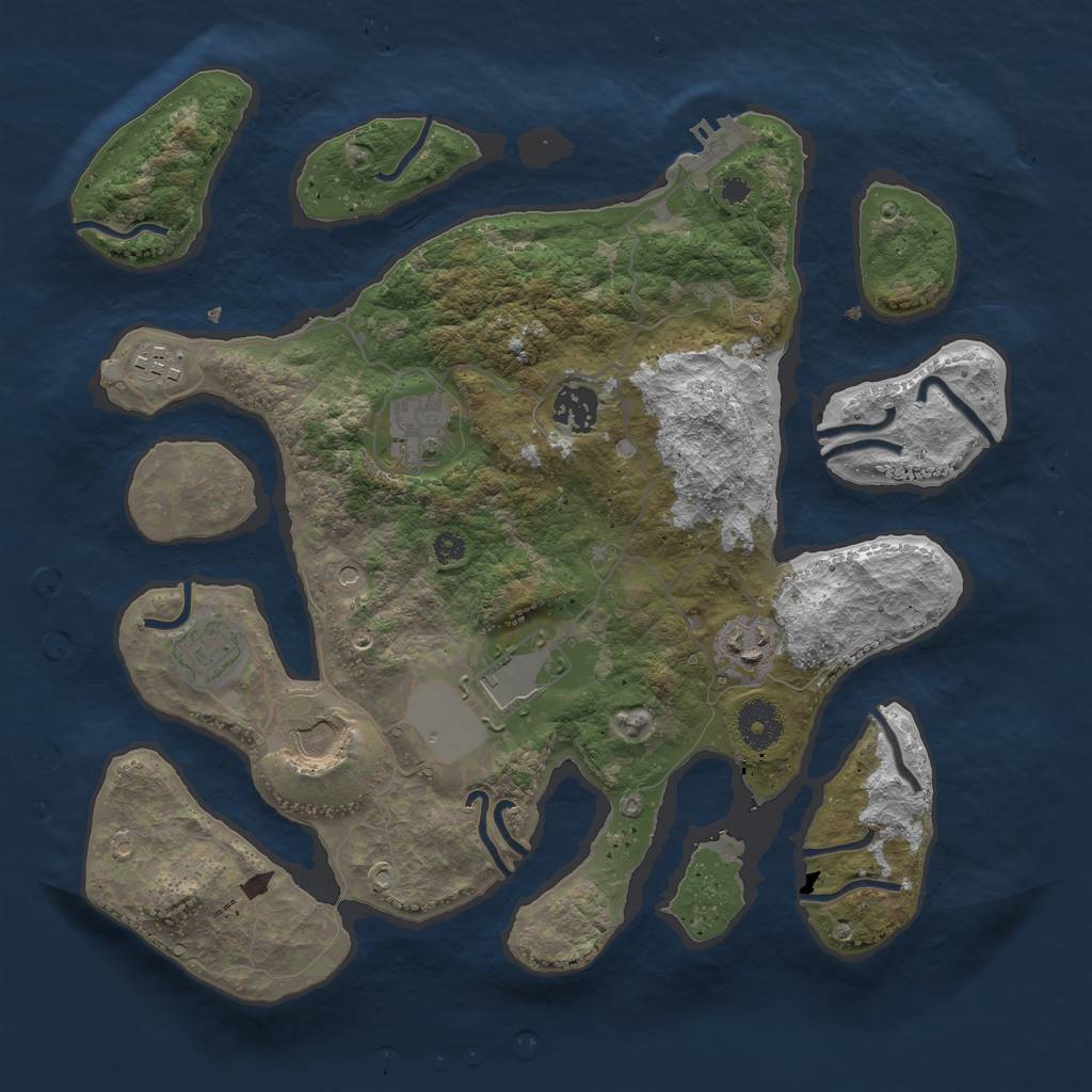 Rust Map: Procedural Map, Size: 3500, Seed: 849198, 11 Monuments