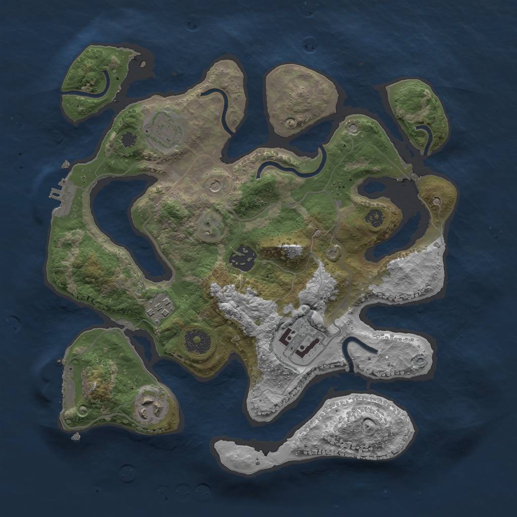 Rust Map: Procedural Map, Size: 3000, Seed: 76922, 10 Monuments