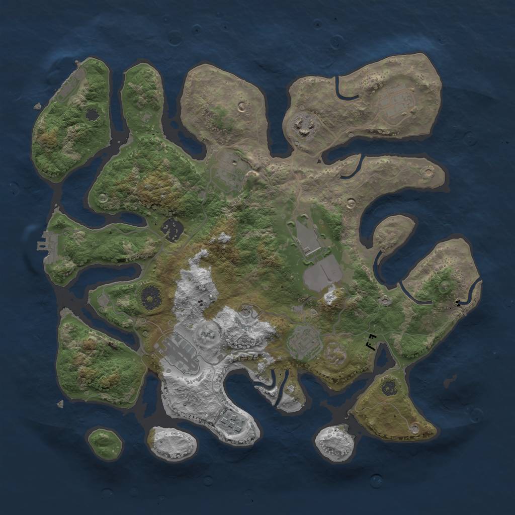 Rust Map: Procedural Map, Size: 3500, Seed: 637116658, 13 Monuments