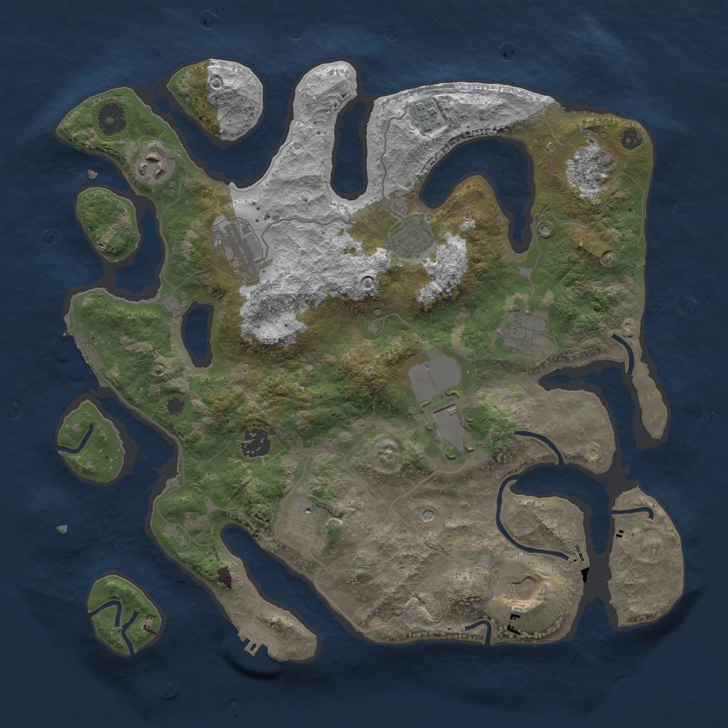 Rust Map: Procedural Map, Size: 3700, Seed: 1970505386, 15 Monuments