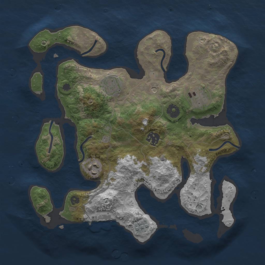 Rust Map: Procedural Map, Size: 3000, Seed: 204437476, 9 Monuments