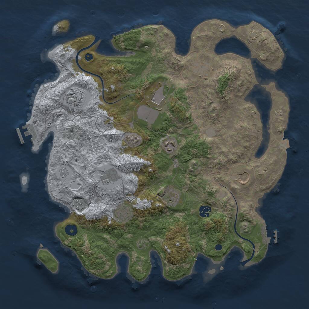 Rust Map: Procedural Map, Size: 3850, Seed: 37401, 16 Monuments