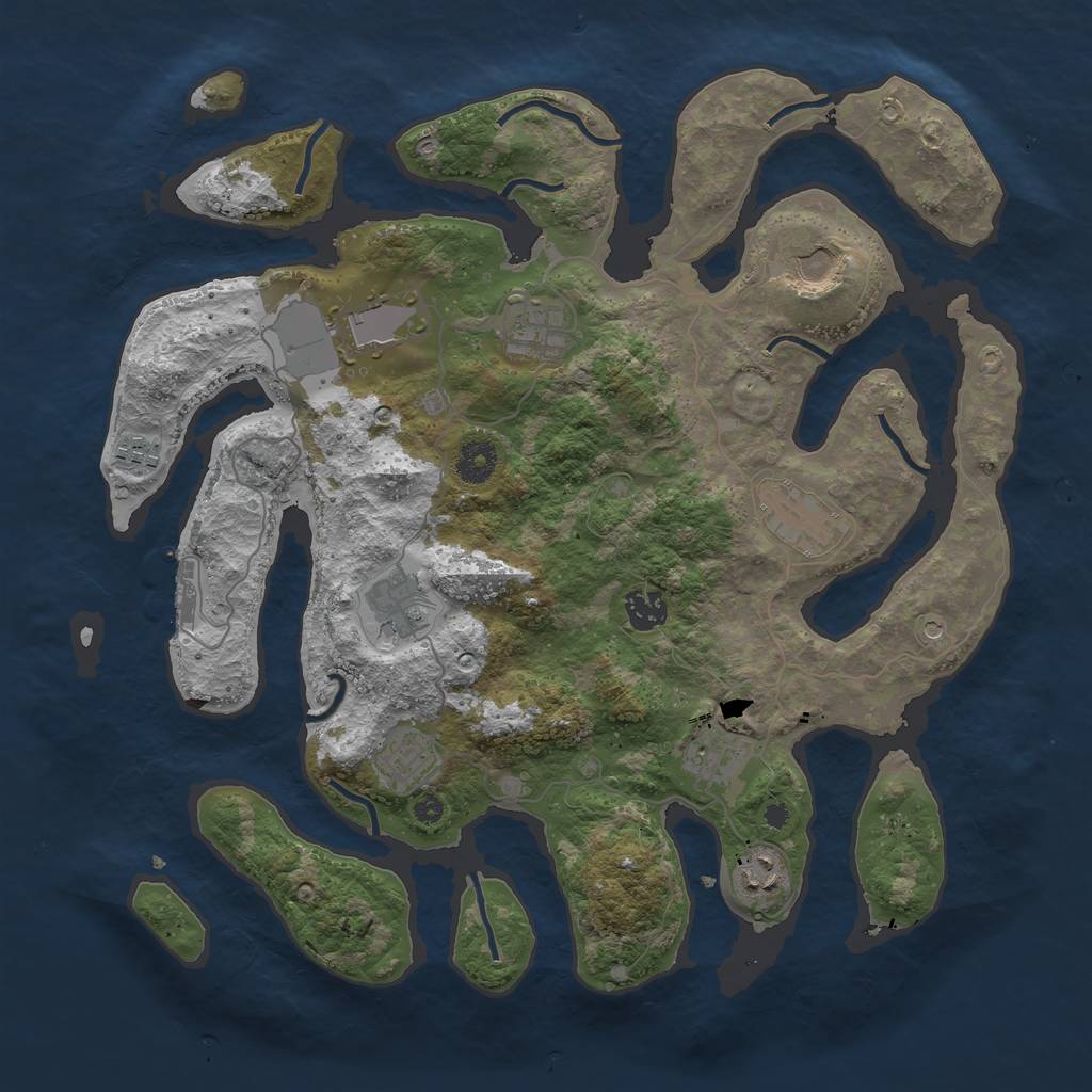 Rust Map: Procedural Map, Size: 3850, Seed: 37401, 14 Monuments