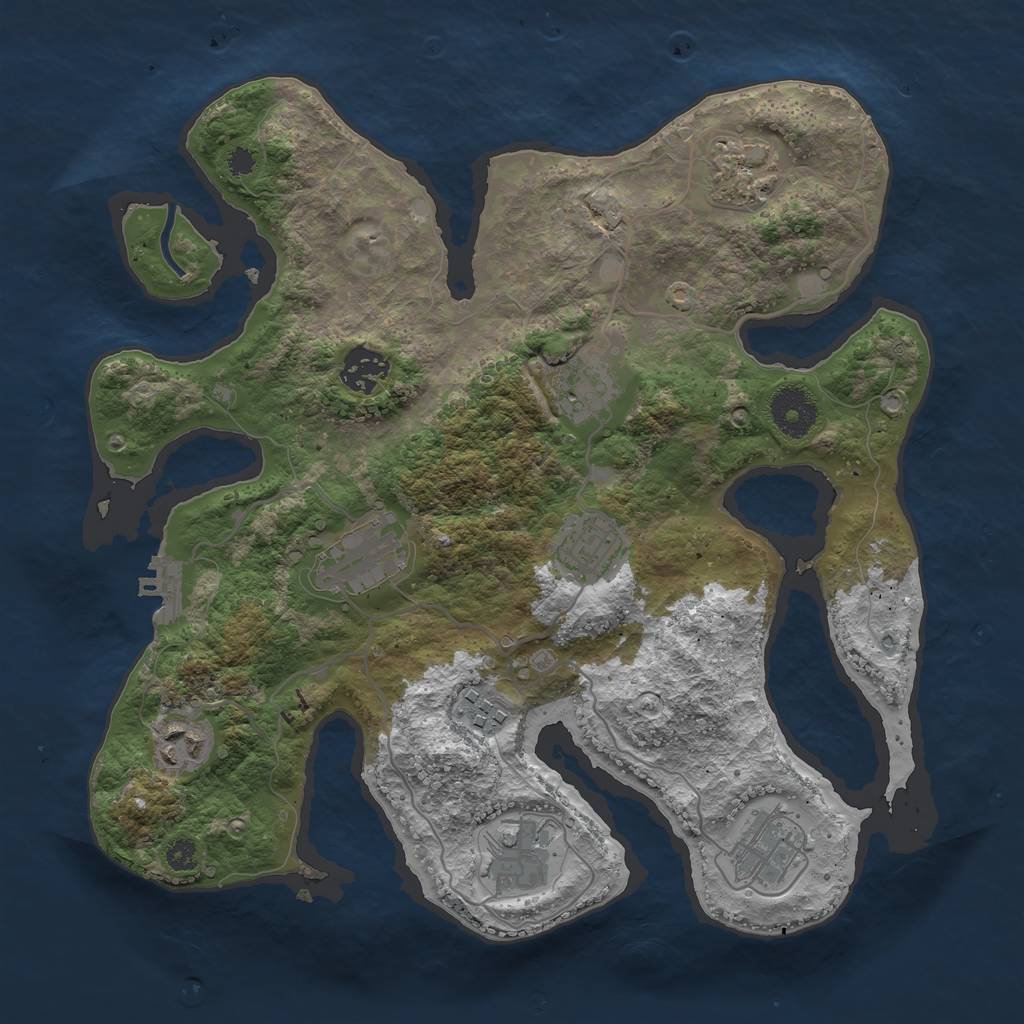 Rust Map: Procedural Map, Size: 3300, Seed: 273637, 12 Monuments