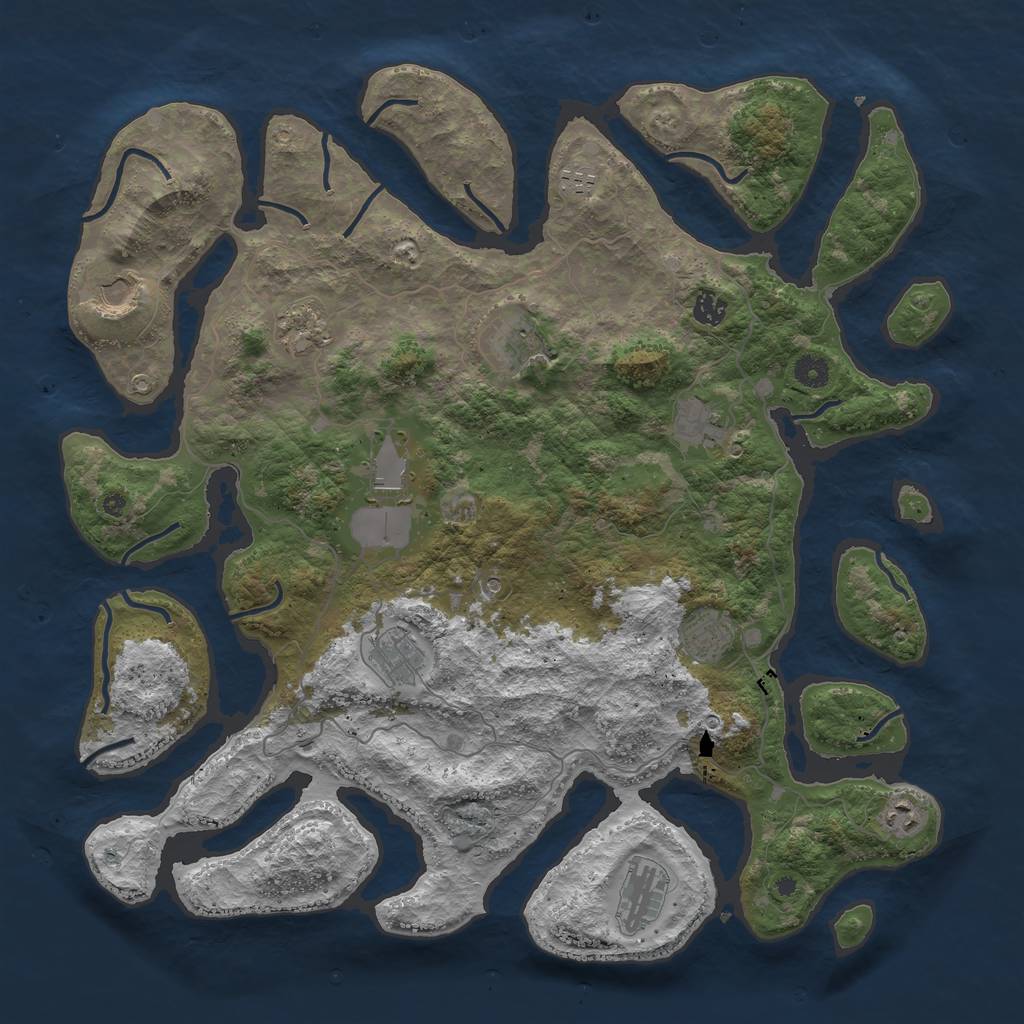 Rust Map: Procedural Map, Size: 4500, Seed: 52856, 14 Monuments