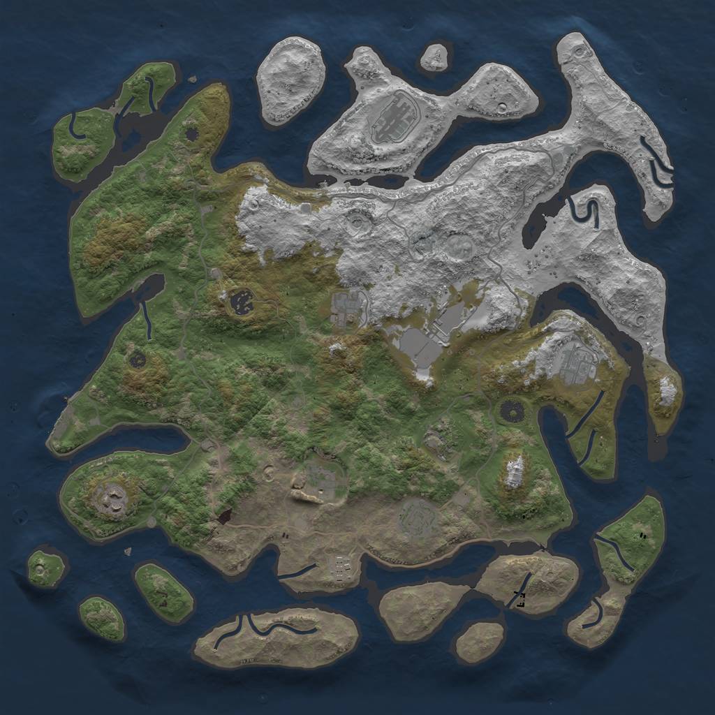 Rust Map: Procedural Map, Size: 4500, Seed: 867393924, 14 Monuments