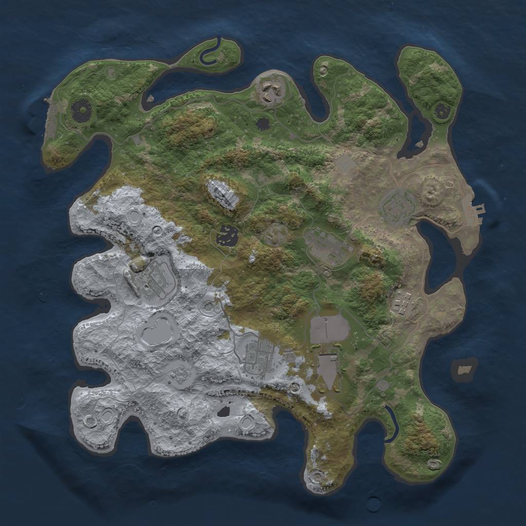 Rust Map: Procedural Map, Size: 3500, Seed: 2062060524, 17 Monuments