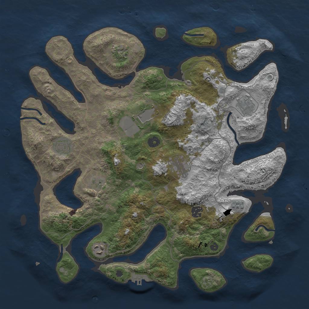 Rust Map: Procedural Map, Size: 4000, Seed: 665, 13 Monuments