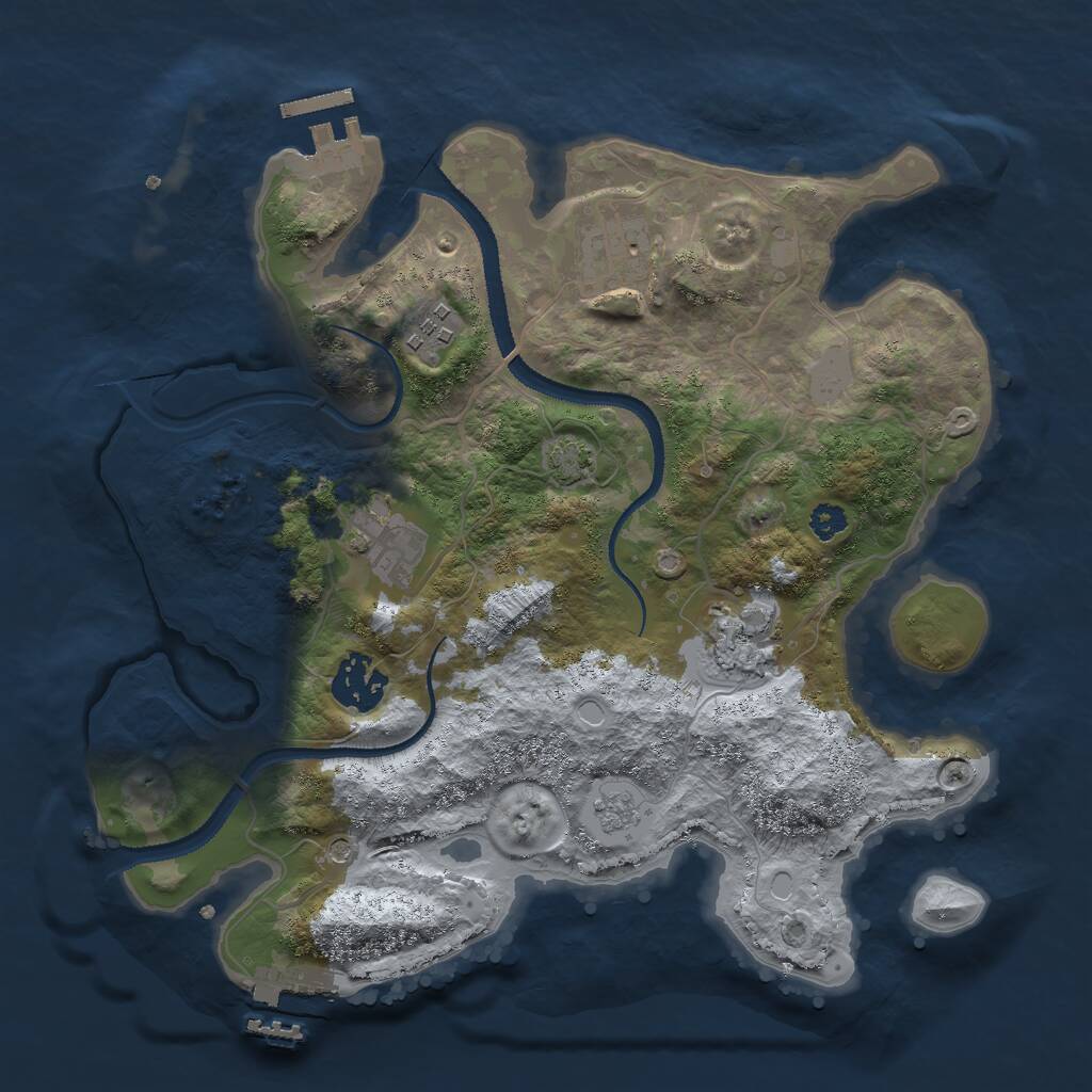 Rust Map: Procedural Map, Size: 3000, Seed: 2038196167, 11 Monuments