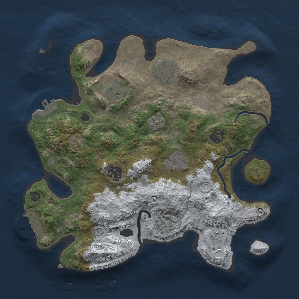 Rust Map: Procedural Map, Size: 3000, Seed: 2038196167, 14 Monuments