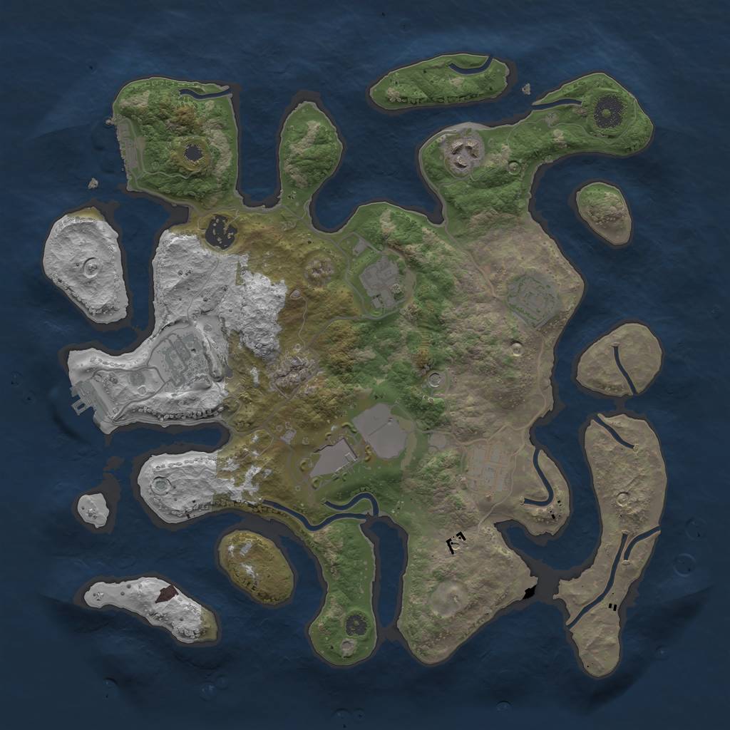 Rust Map: Procedural Map, Size: 3500, Seed: 756423, 12 Monuments