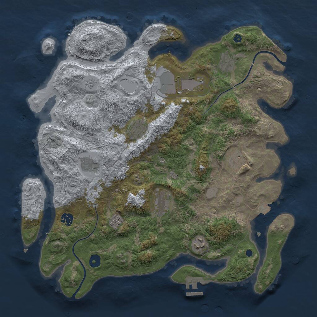 Rust Map: Procedural Map, Size: 3800, Seed: 541631, 14 Monuments