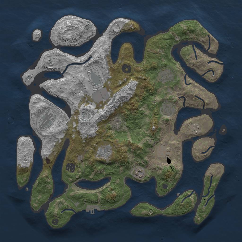 Rust Map: Procedural Map, Size: 3800, Seed: 541631, 13 Monuments