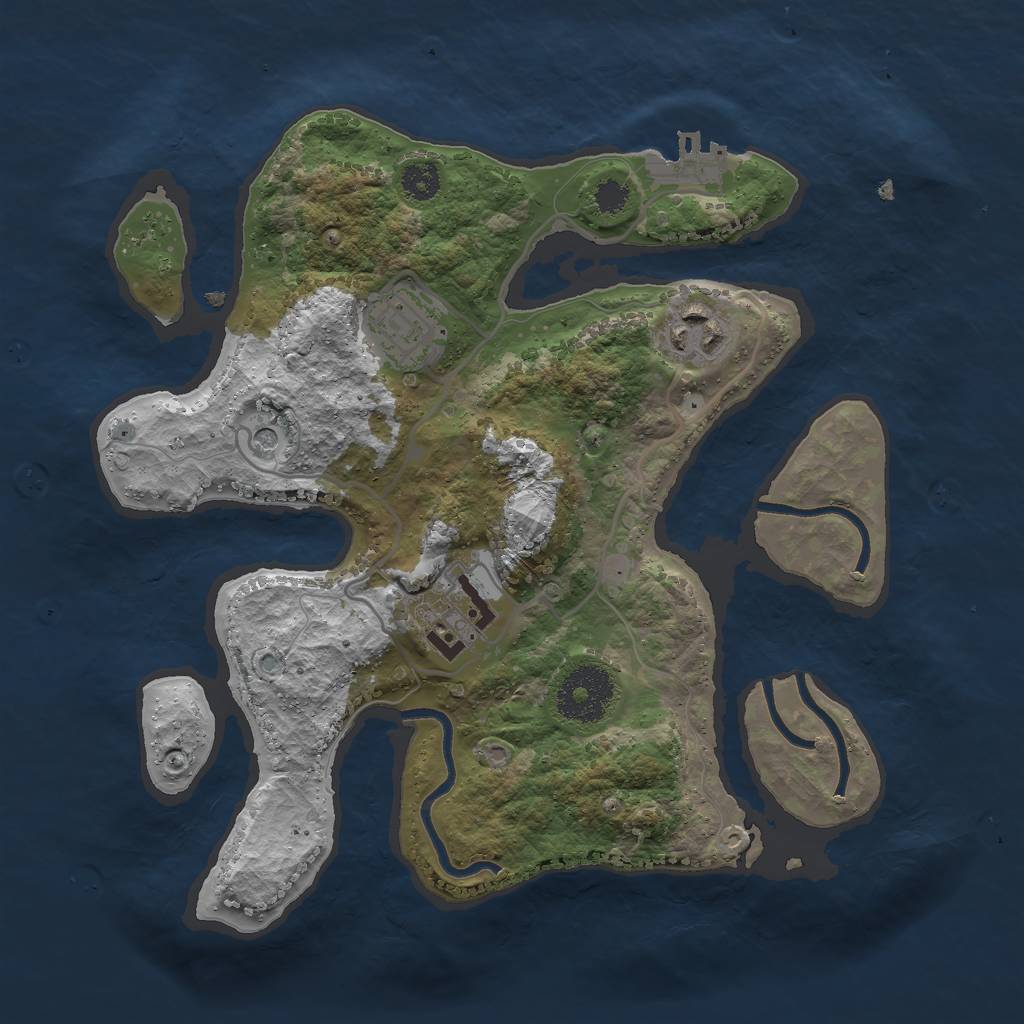 Rust Map: Procedural Map, Size: 2750, Seed: 17777, 7 Monuments