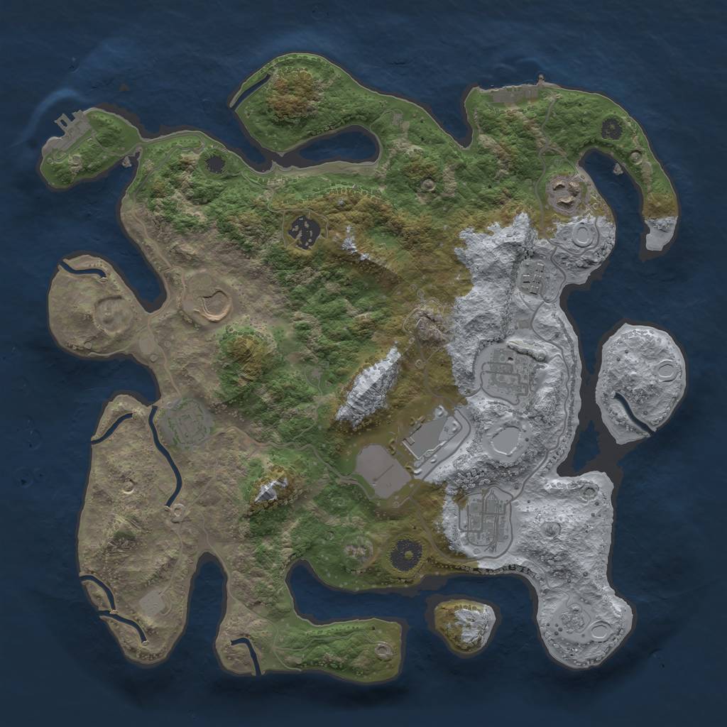 Rust Map: Procedural Map, Size: 3500, Seed: 1942597228, 14 Monuments