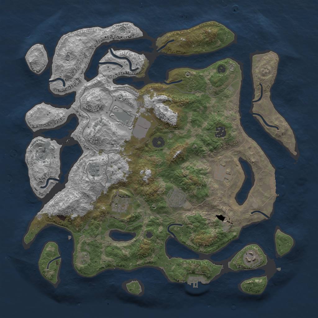 Rust Map: Procedural Map, Size: 4000, Seed: 1965871609, 12 Monuments