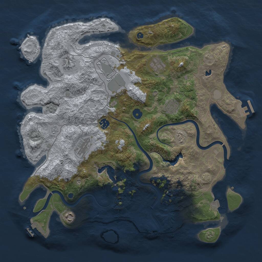Rust Map: Procedural Map, Size: 4000, Seed: 1965871609, 14 Monuments