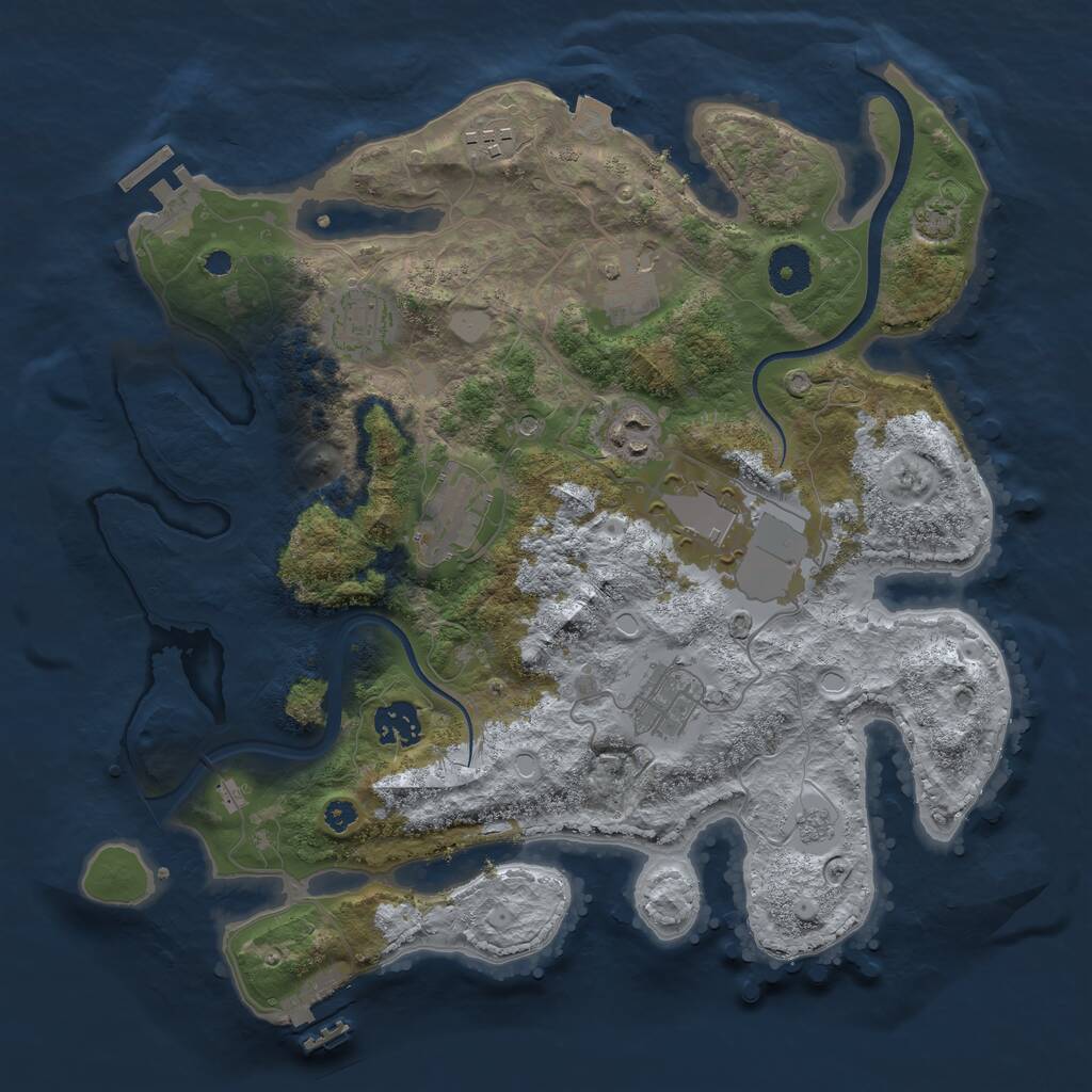 Rust Map: Procedural Map, Size: 3500, Seed: 918158, 14 Monuments