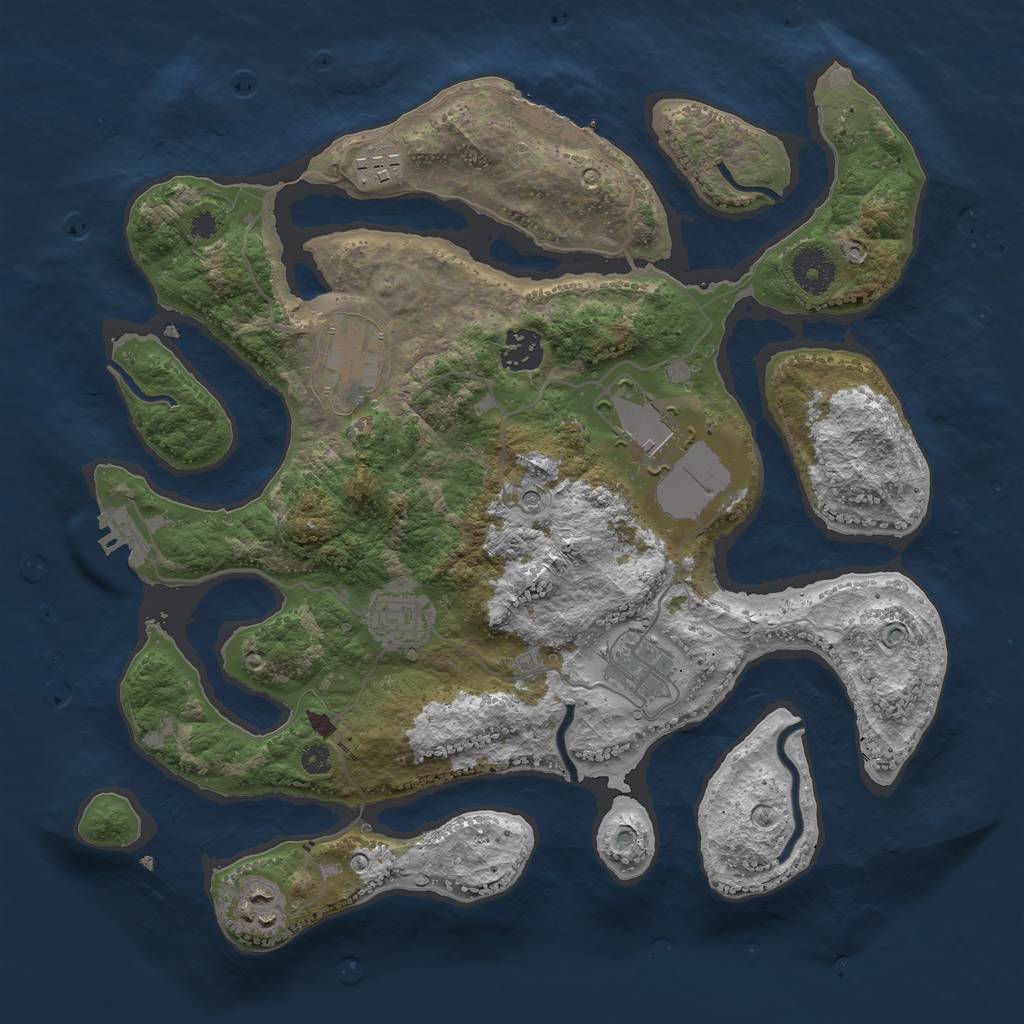 Rust Map: Procedural Map, Size: 3500, Seed: 918158, 12 Monuments