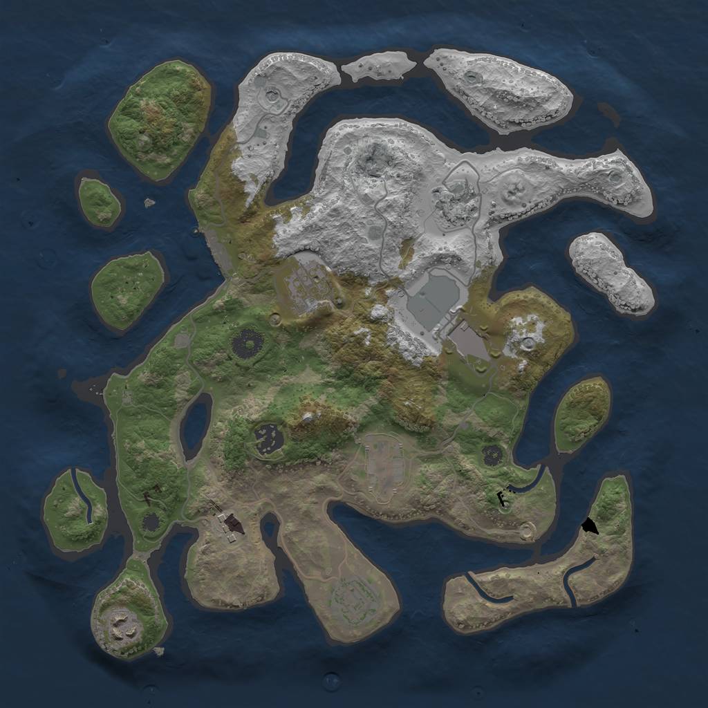 Rust Map: Procedural Map, Size: 3500, Seed: 558462, 12 Monuments