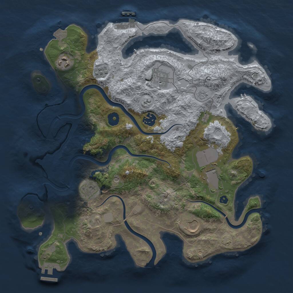 Rust Map: Procedural Map, Size: 3500, Seed: 558462, 13 Monuments