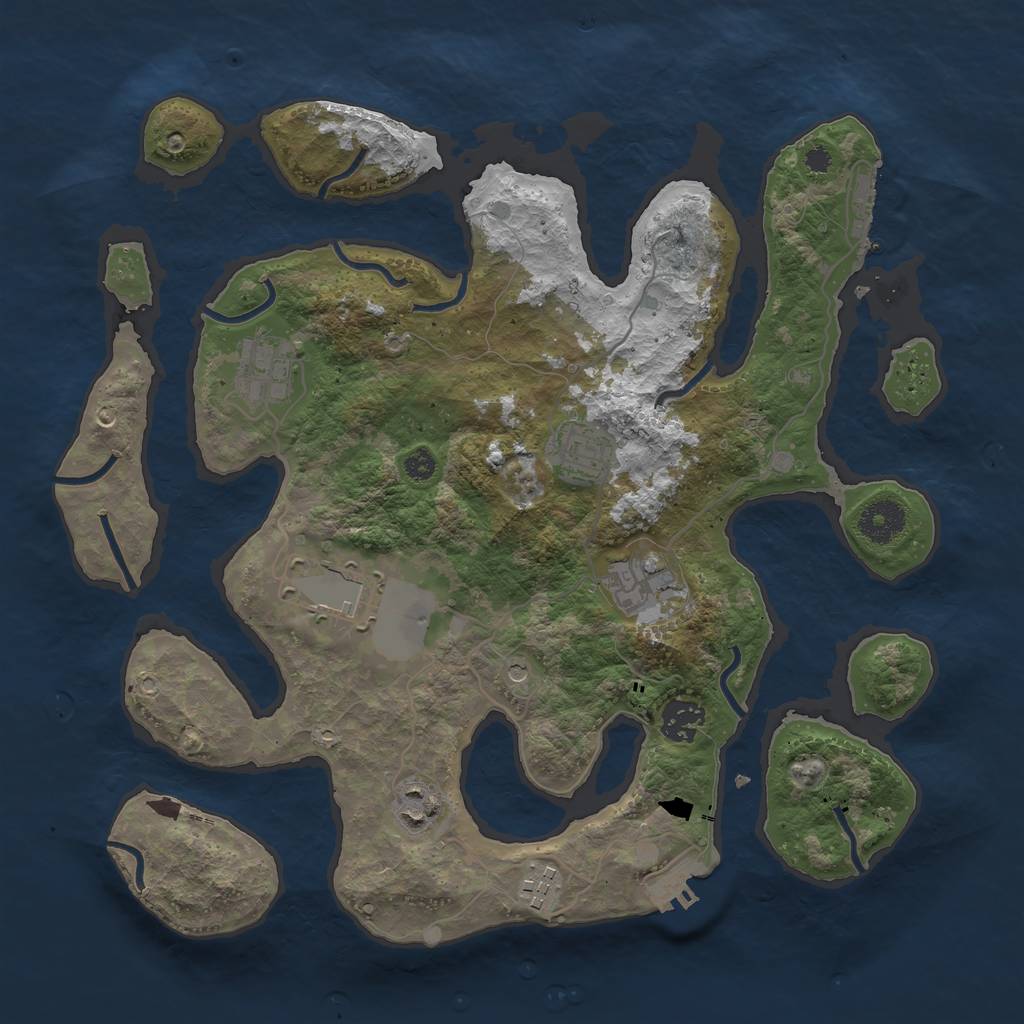 Rust Map: Procedural Map, Size: 3500, Seed: 177892, 12 Monuments