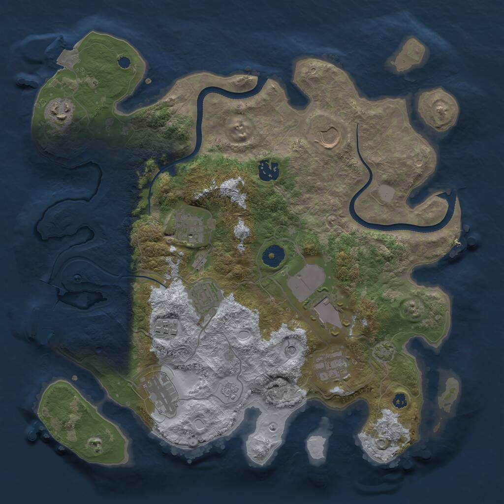 Rust Map: Procedural Map, Size: 3500, Seed: 911348, 14 Monuments