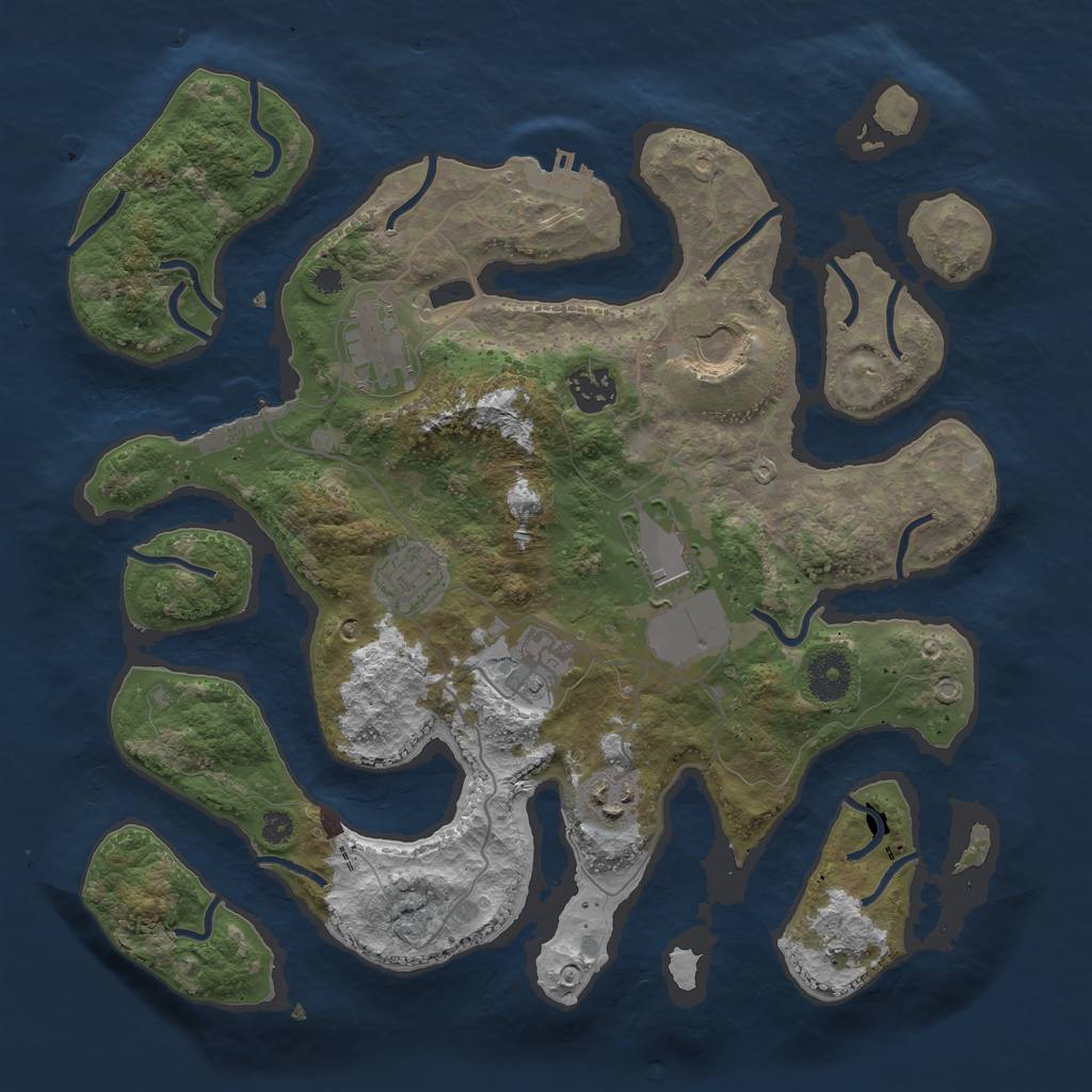 Rust Map: Procedural Map, Size: 3500, Seed: 911348, 11 Monuments