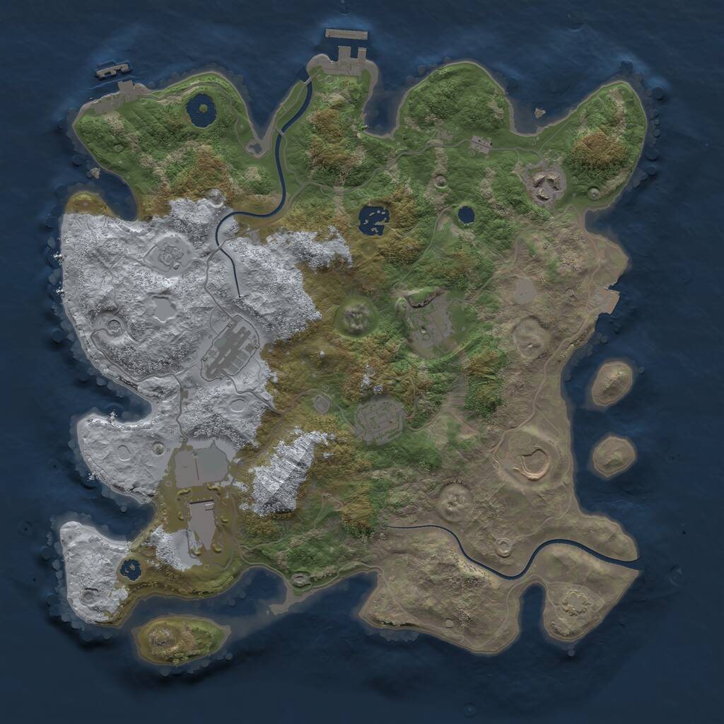 Rust Map: Procedural Map, Size: 3500, Seed: 431004, 13 Monuments