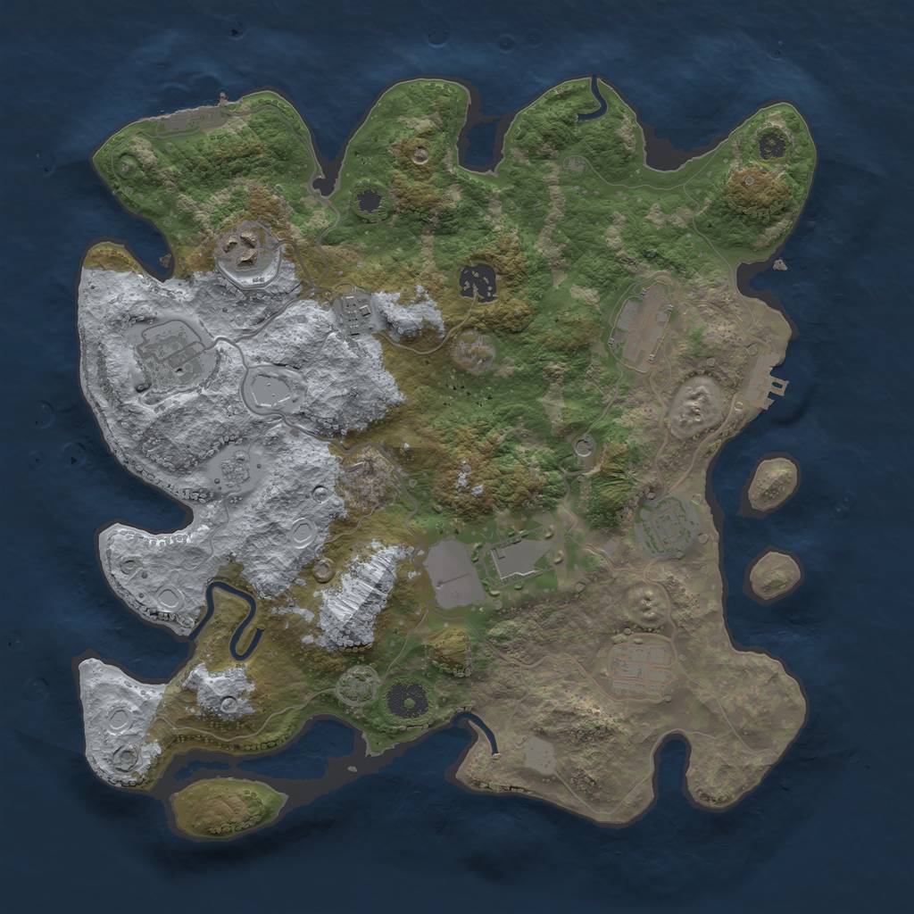 Rust Map: Procedural Map, Size: 3500, Seed: 431004, 16 Monuments