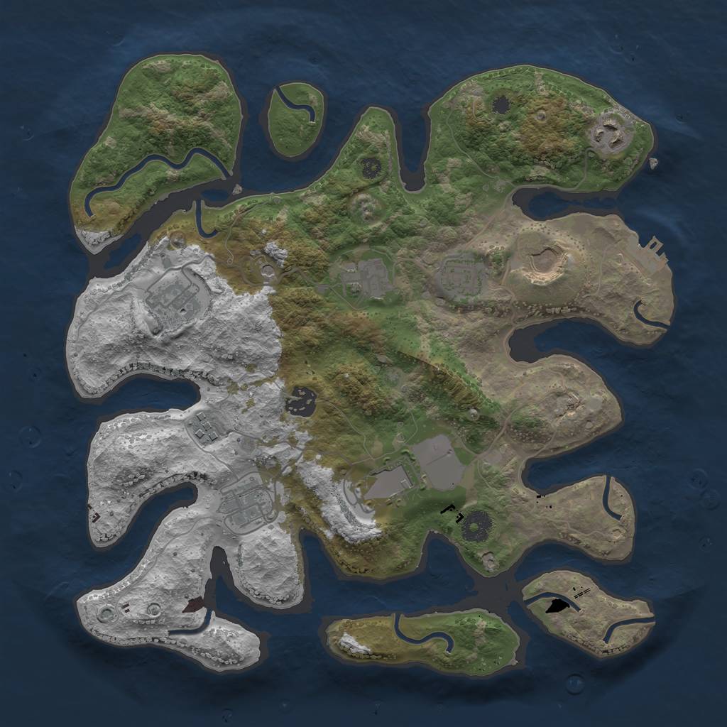 Rust Map: Procedural Map, Size: 3500, Seed: 506565, 13 Monuments