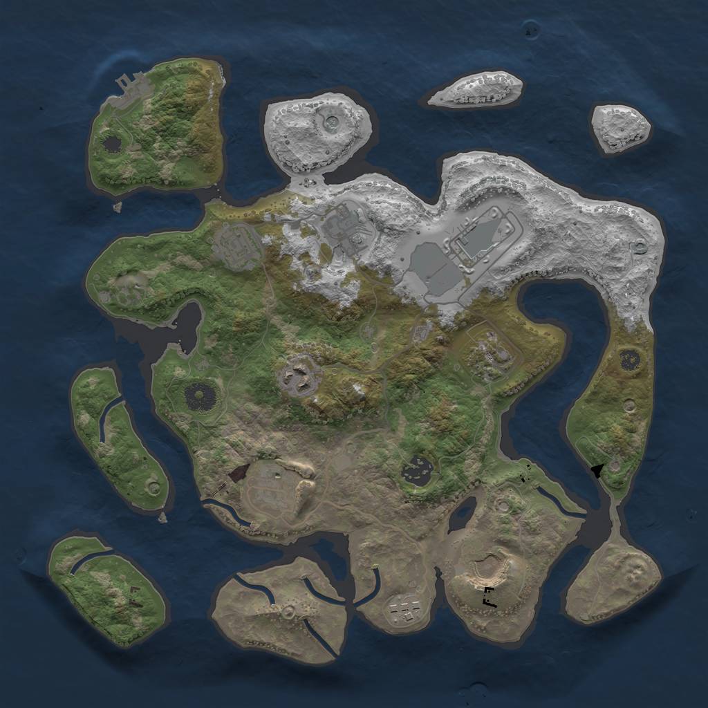 Rust Map: Procedural Map, Size: 3500, Seed: 99987591, 13 Monuments