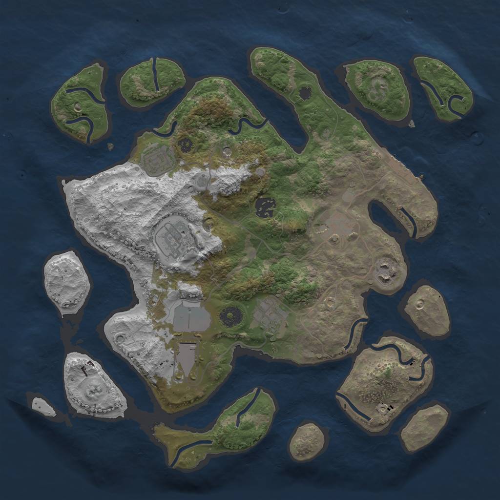 Rust Map: Procedural Map, Size: 3500, Seed: 841420, 11 Monuments