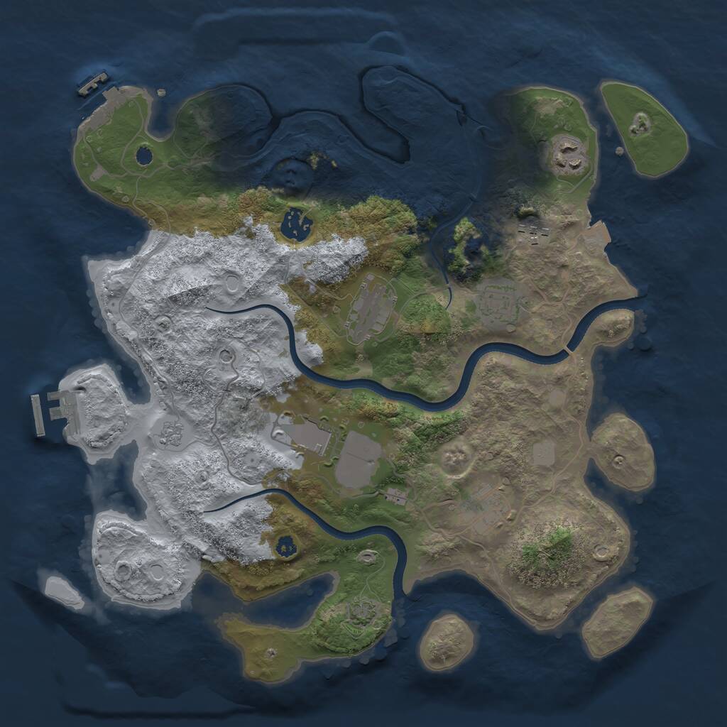 Rust Map: Procedural Map, Size: 3500, Seed: 841420, 13 Monuments